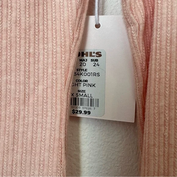 Lauren Conrad Soft Stretchy Ruched V-Neck Long Sleeve Fitted Top Light Pink - Picture 5 of 7